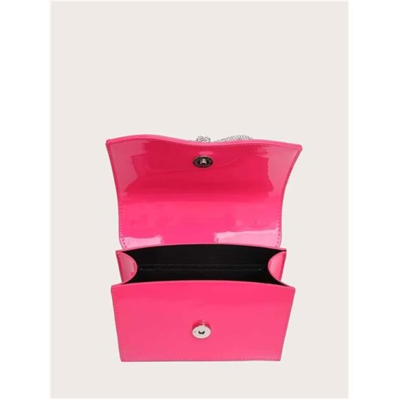 Women's Glitter Rhinestone Bow Decor Clutch Pink - Picture 5 of 6